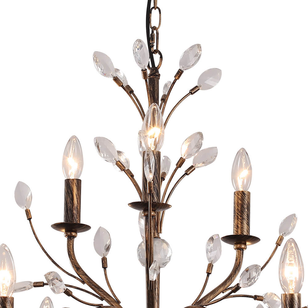 (OpenBox) Vintage Antique Crystal Floral Chandelier