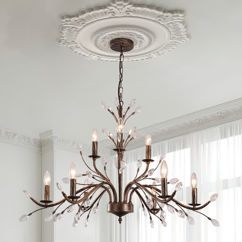 (OpenBox) Vintage Antique Crystal Floral Chandelier