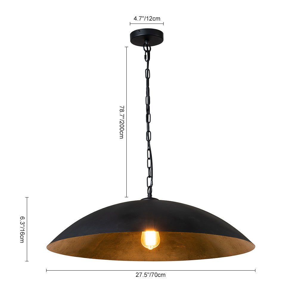 (OpenBox) Vintage Oversized Flat Dome Metal Pendant Light