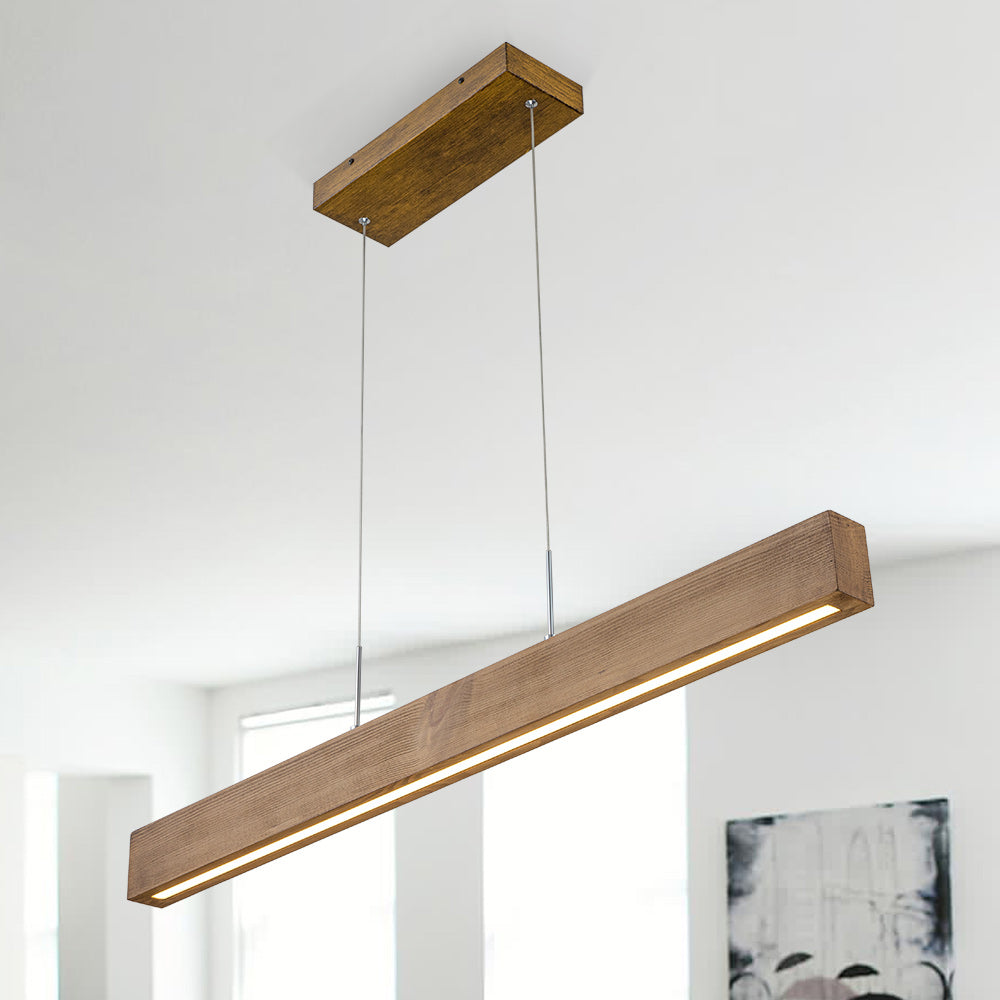 (OpenBox) 1-Light Modern Minimalist LED Wood Linear Chandelier