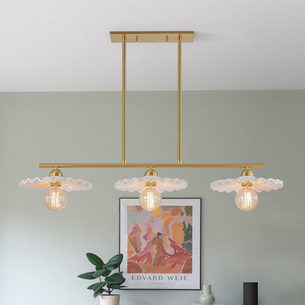 (OpenBox) 3-Light Creamy Ceramic Shade Island Linear Pendant