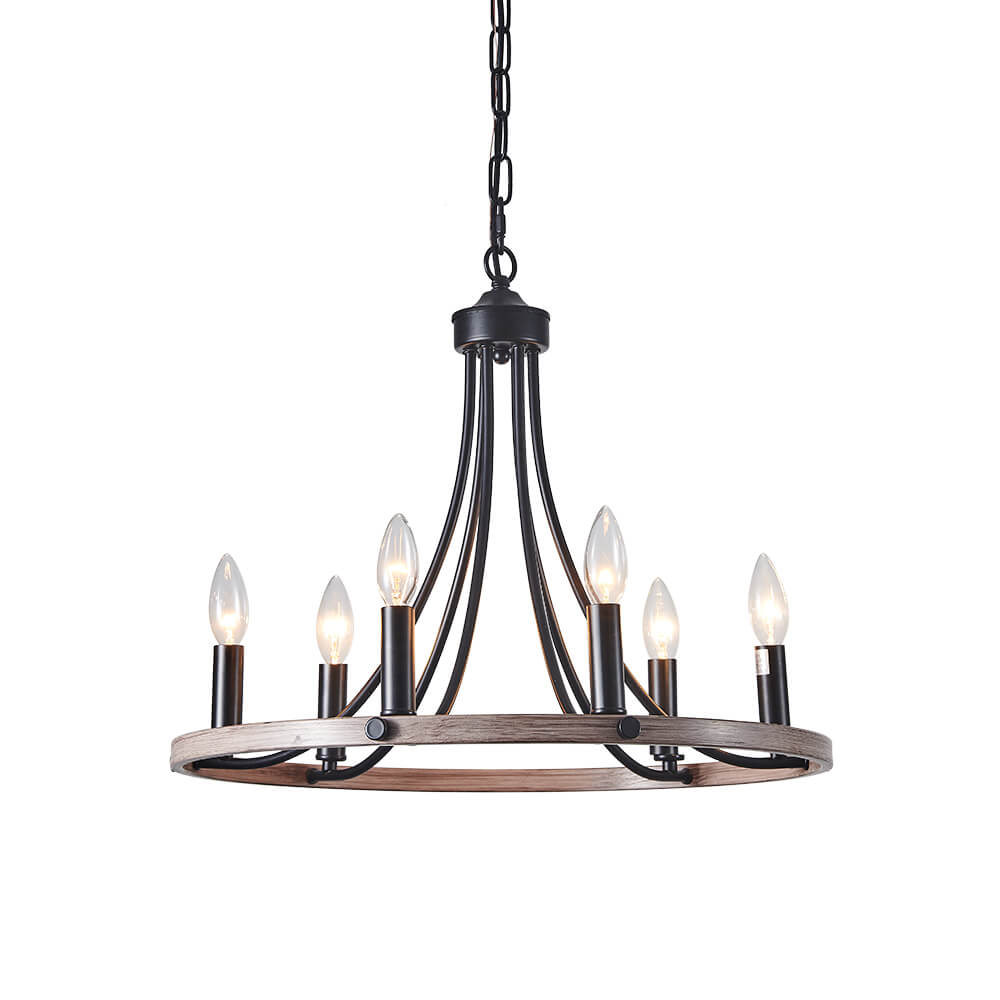 6-Light Farmhouse Wagon Wheel Chandelier