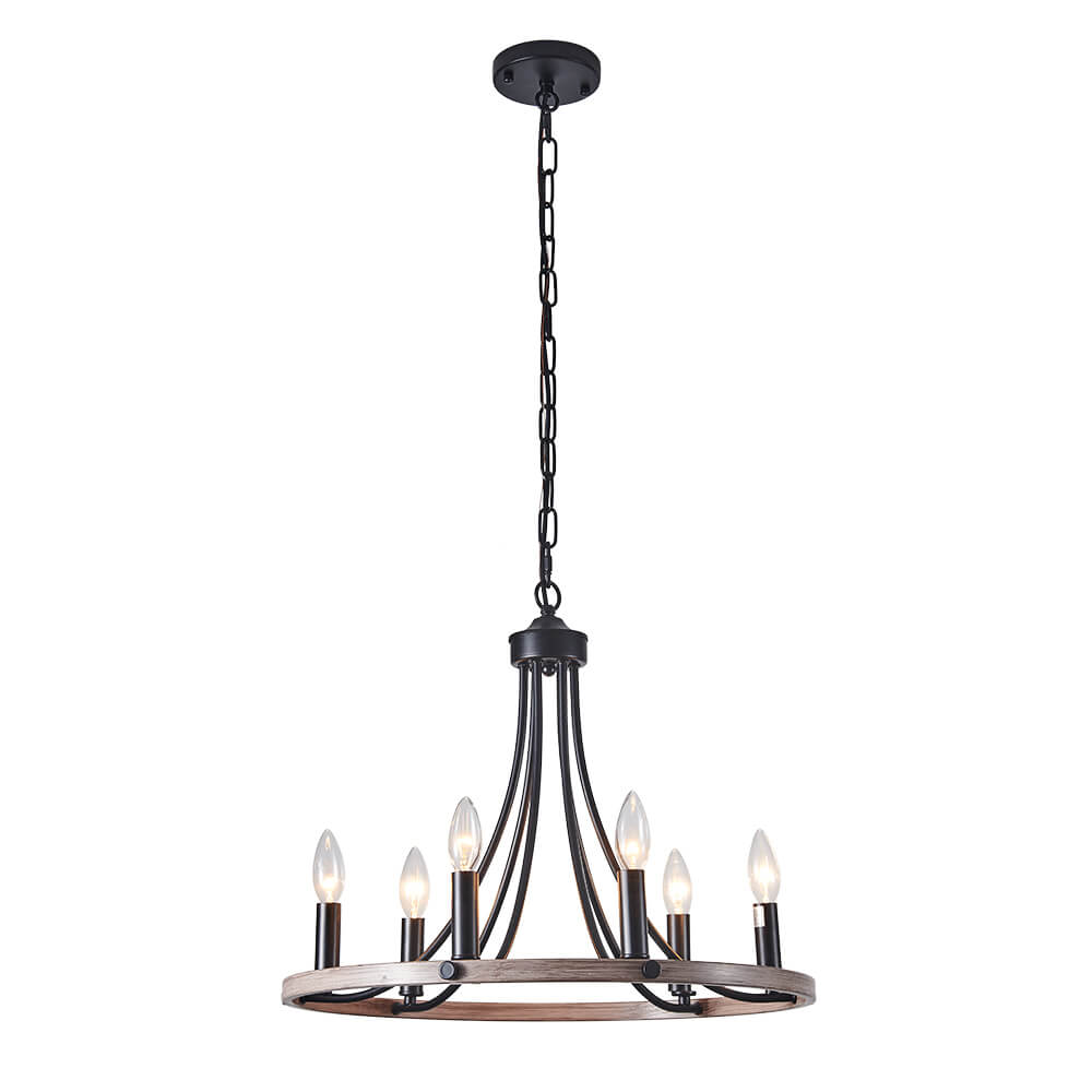 6-Light Farmhouse Wagon Wheel Chandelier