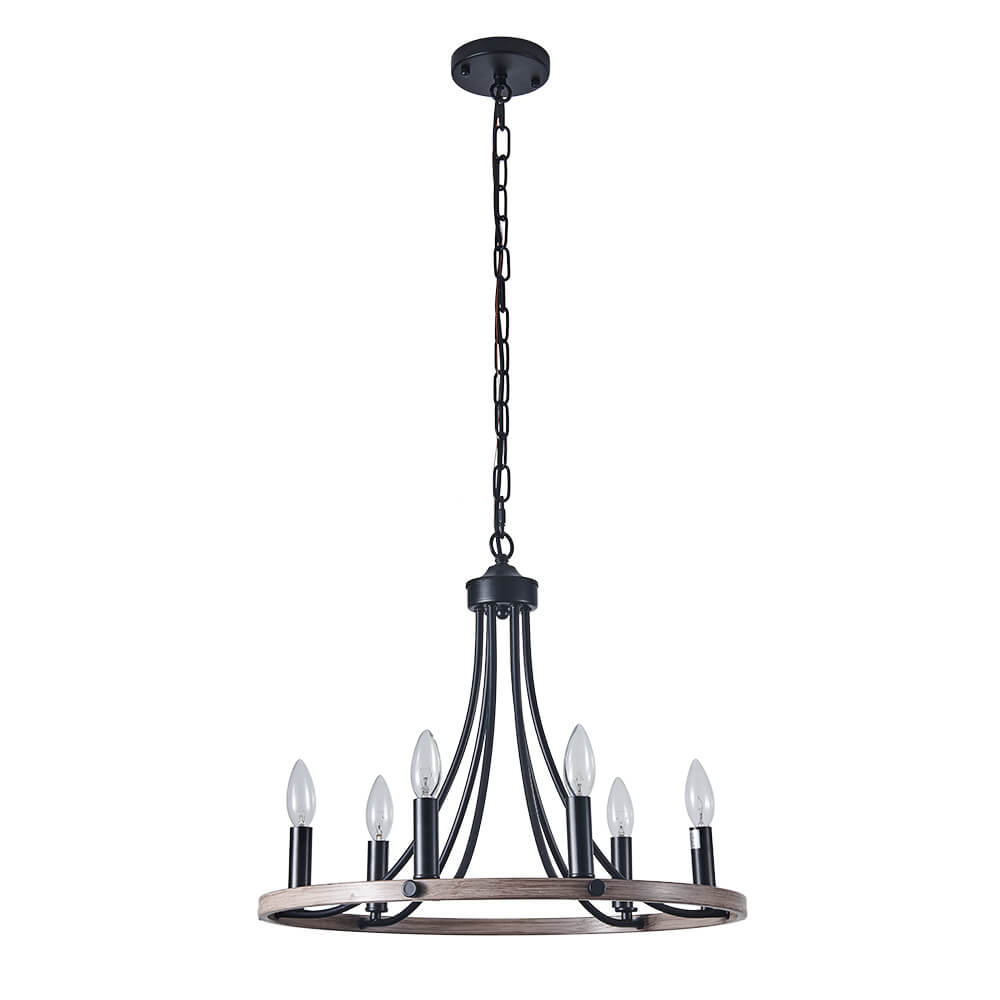 6-Light Farmhouse Wagon Wheel Chandelier