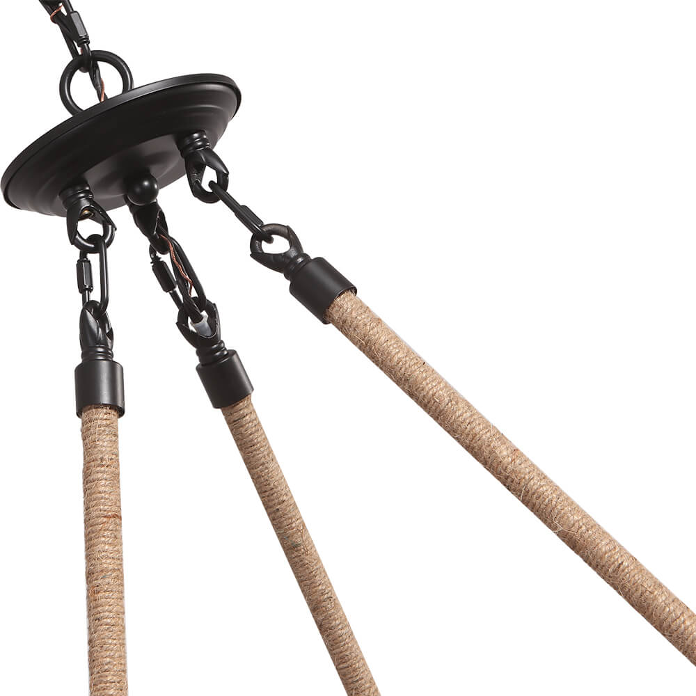 6-Light Wood Wagon Wheel Chandelier Modern Farmhouse