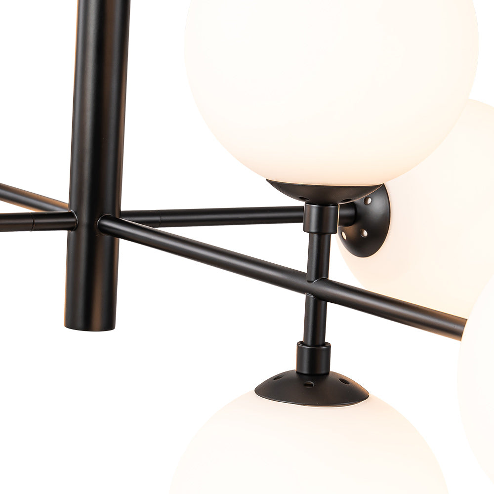 8-Light Linear Sputnik Frosted Glass Globe Chandelier 