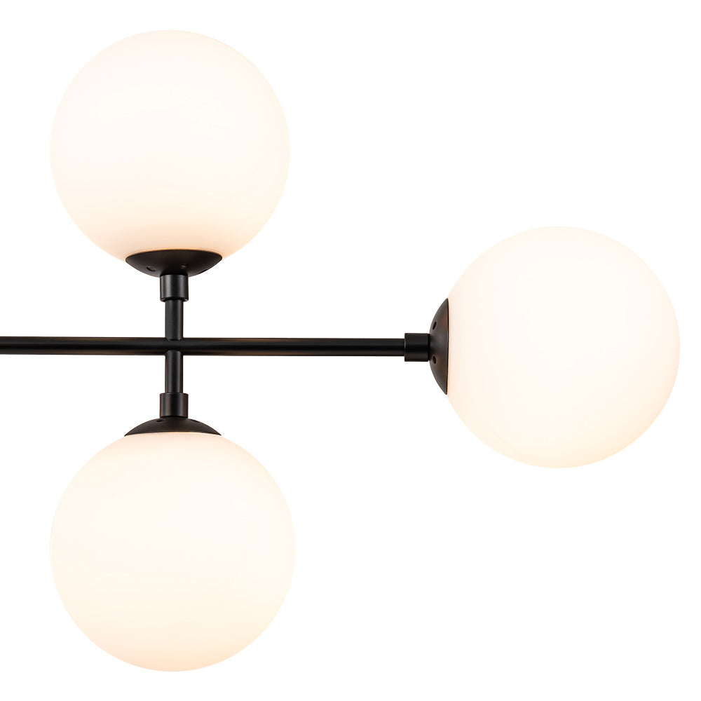 8-Light Linear Sputnik Frosted Glass Globe Chandelier 