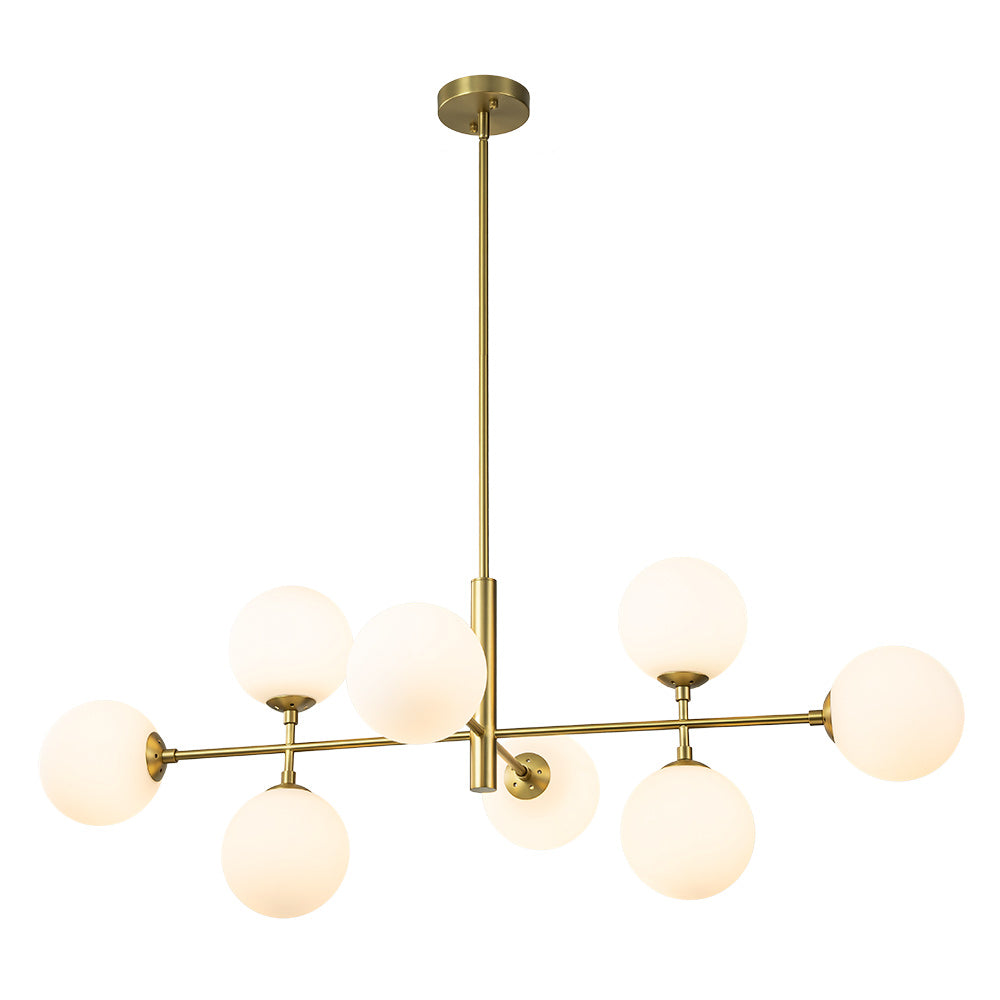 8-Light Linear Sputnik Frosted Glass Globe Chandelier 