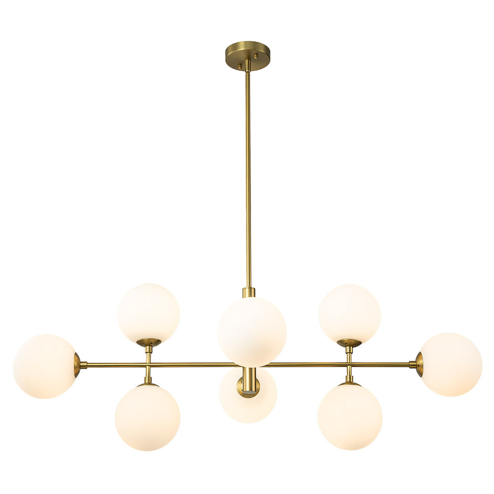 8-Light Linear Sputnik Frosted Glass Globe Chandelier 
