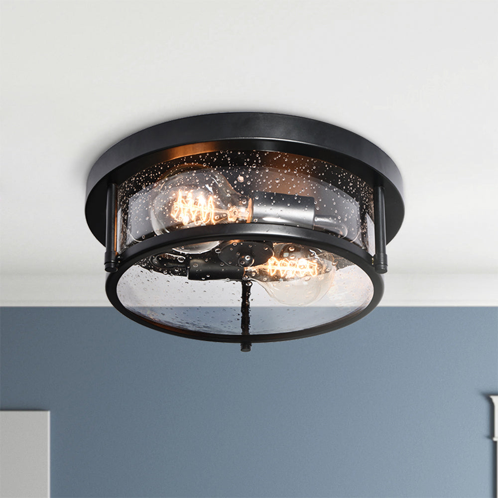 Black Seeded Glass Flush Mount
