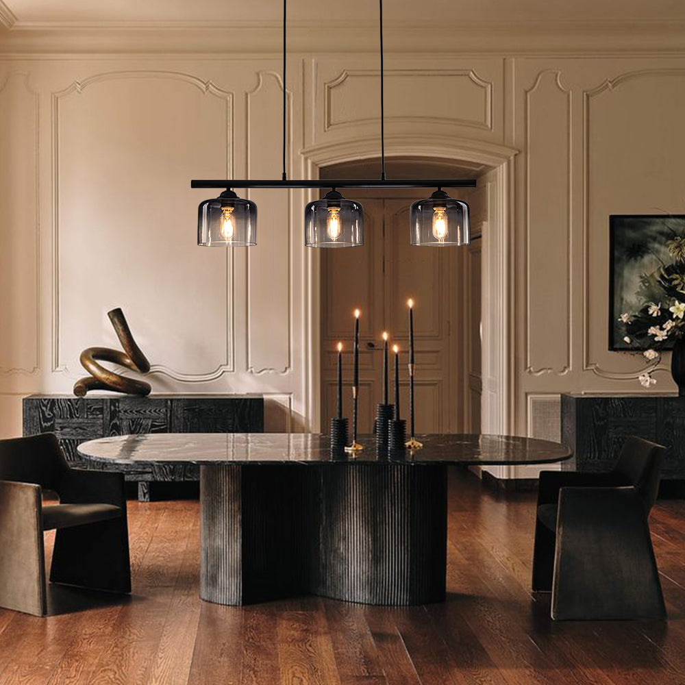 Contemporary 3-Light Gradual Smoked Glass Island Chandelier