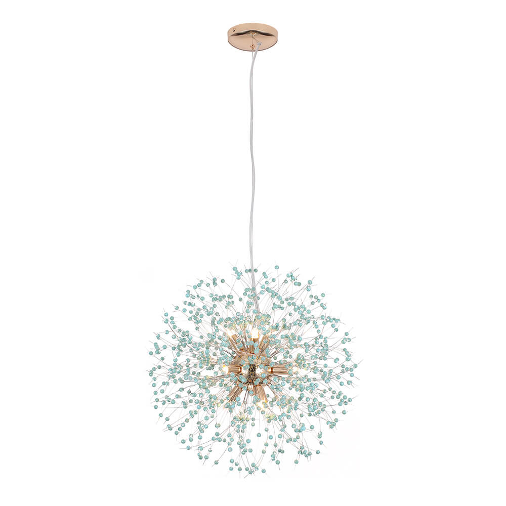 9-Light Blue Dandelion Firework Chandelier
