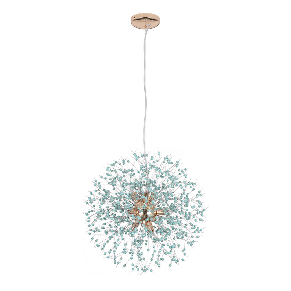 9-Light Blue Dandelion Firework Chandelier