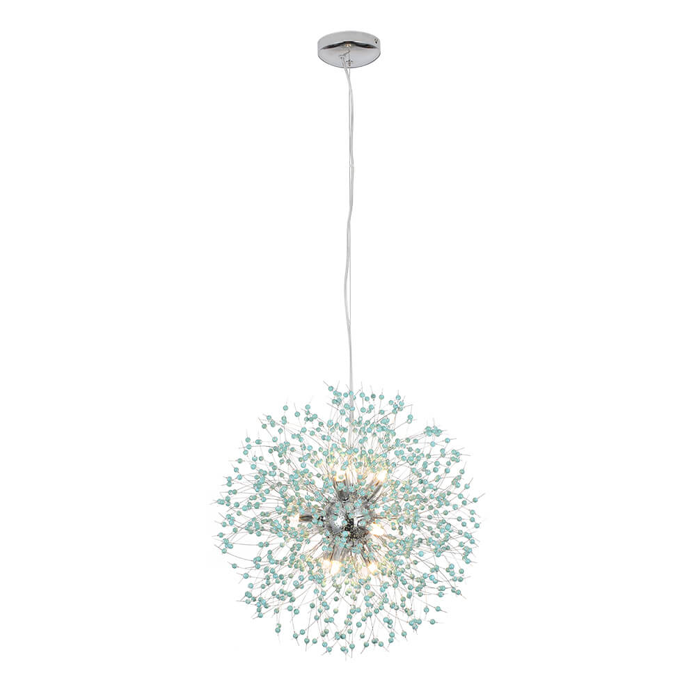 9-Light Blue Dandelion Firework Chandelier