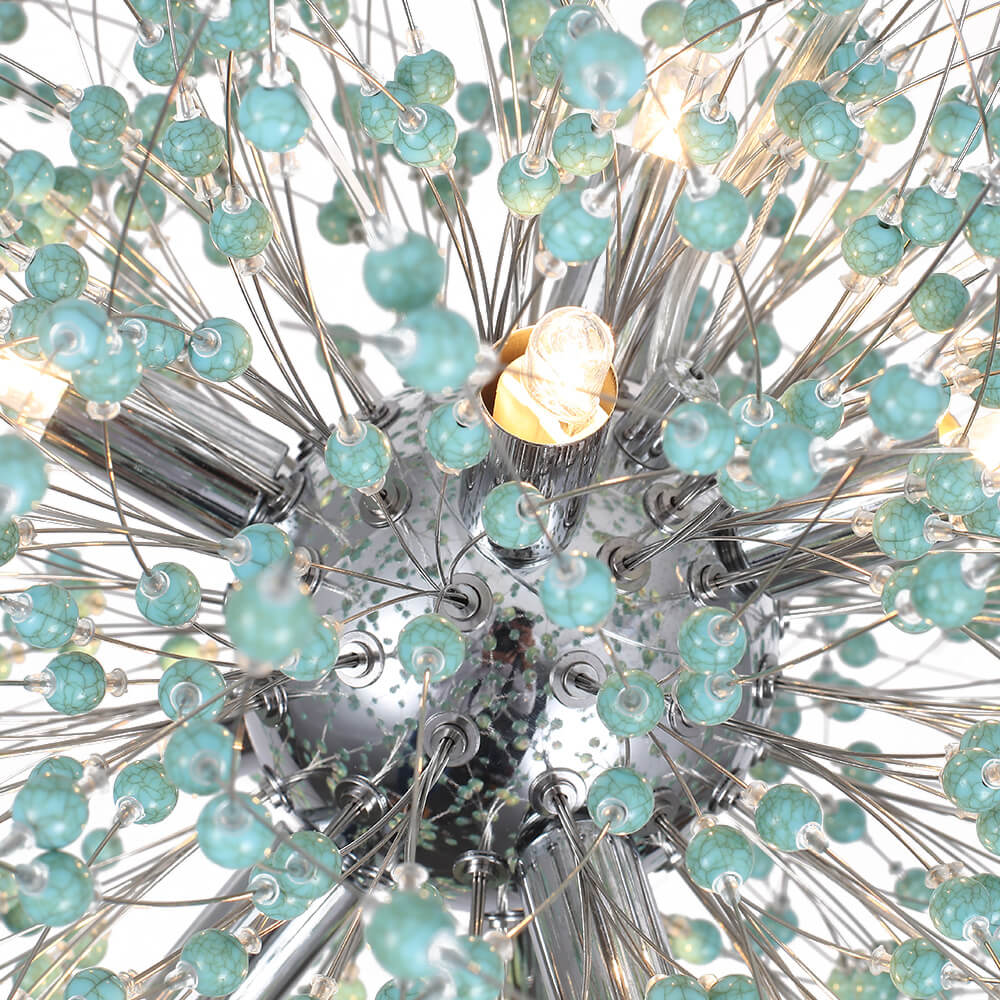 9-Light Blue Dandelion Firework Chandelier