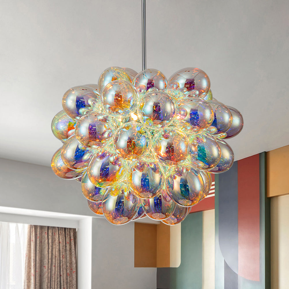 Bauhaus Color Stained Glass Cluster Bubble Chandelier