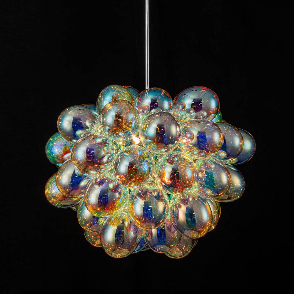Bauhaus Color Stained Glass Cluster Bubble Chandelier