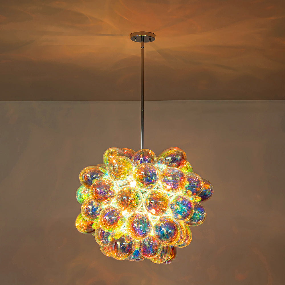 Bauhaus Color Stained Glass Cluster Bubble Chandelier