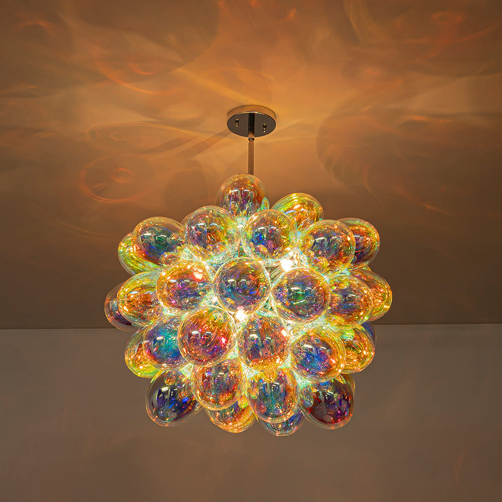 Bauhaus Color Stained Glass Cluster Bubble Chandelier