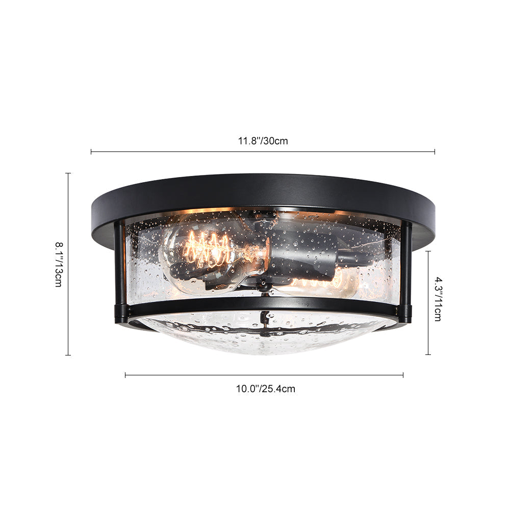Black Seeded Glass Flush Mount