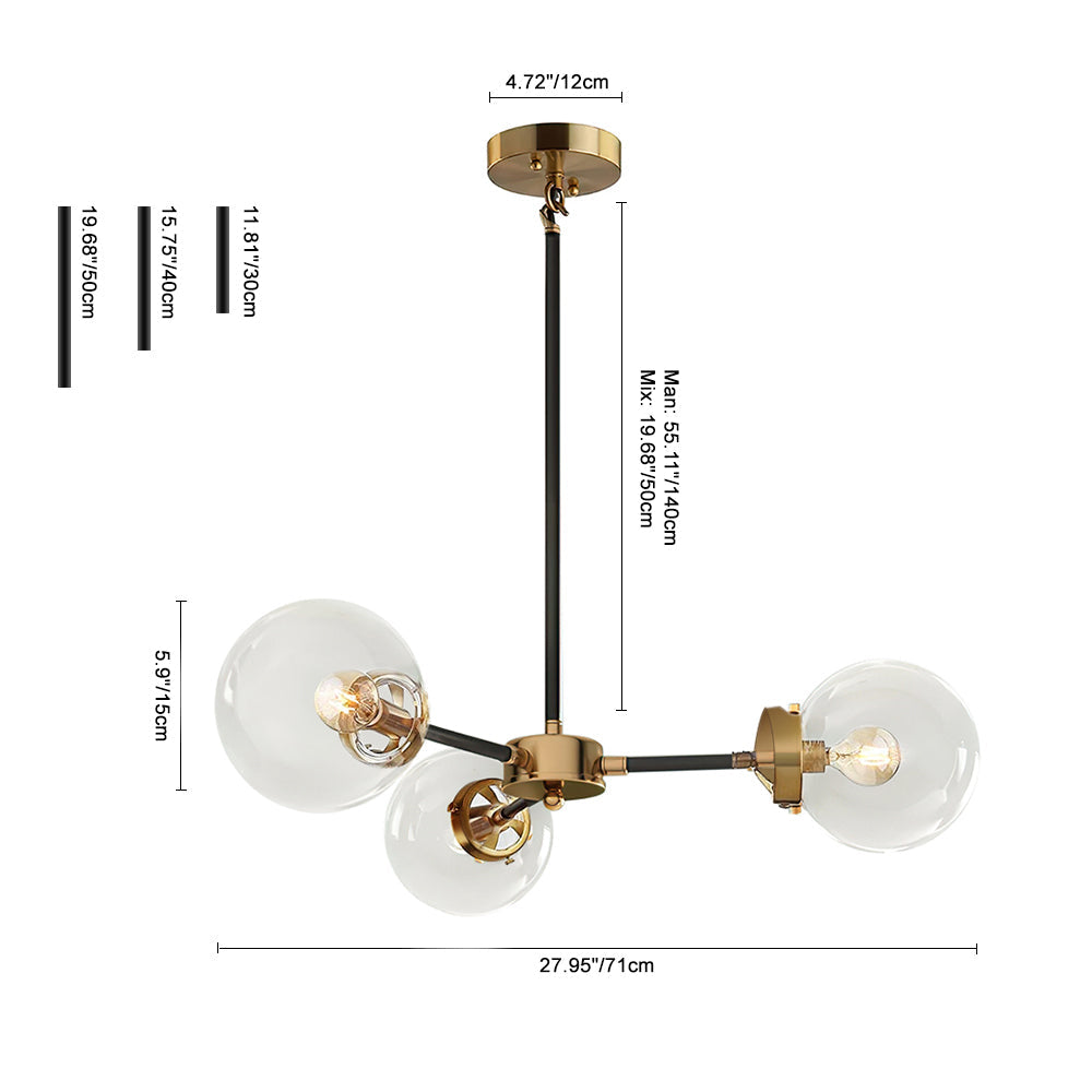 Black and Brass Mid-century Sputnik Chandelier