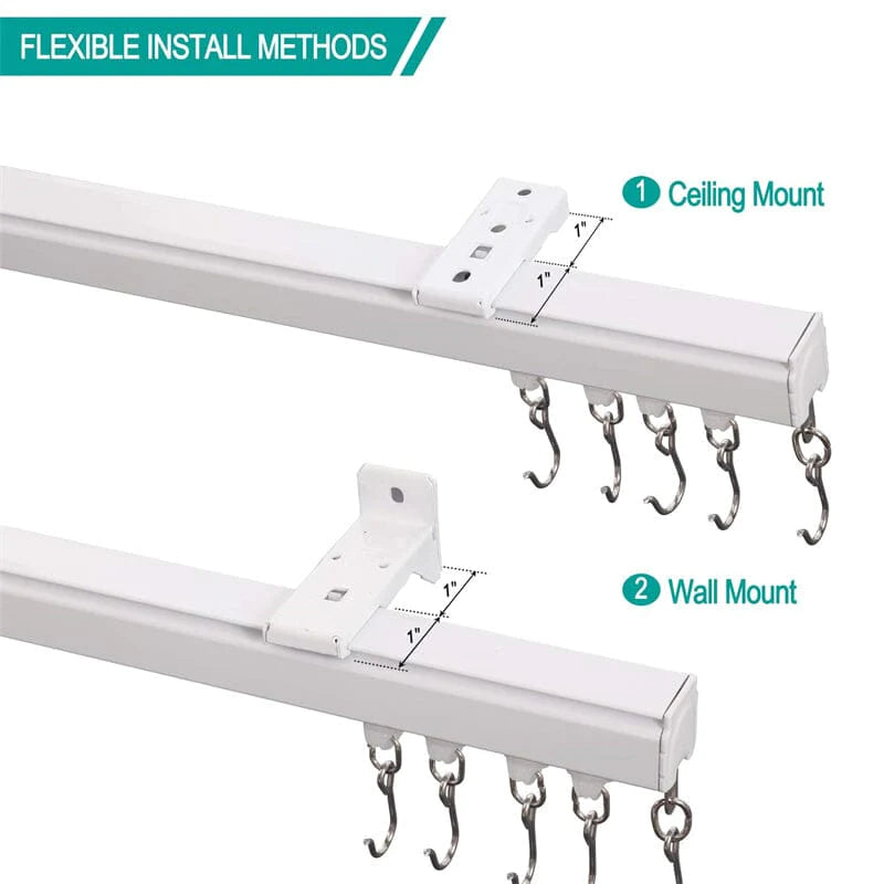 Ceiling or Wall Mounted Pulse Track Kit For Drapery Curtain Room Divider