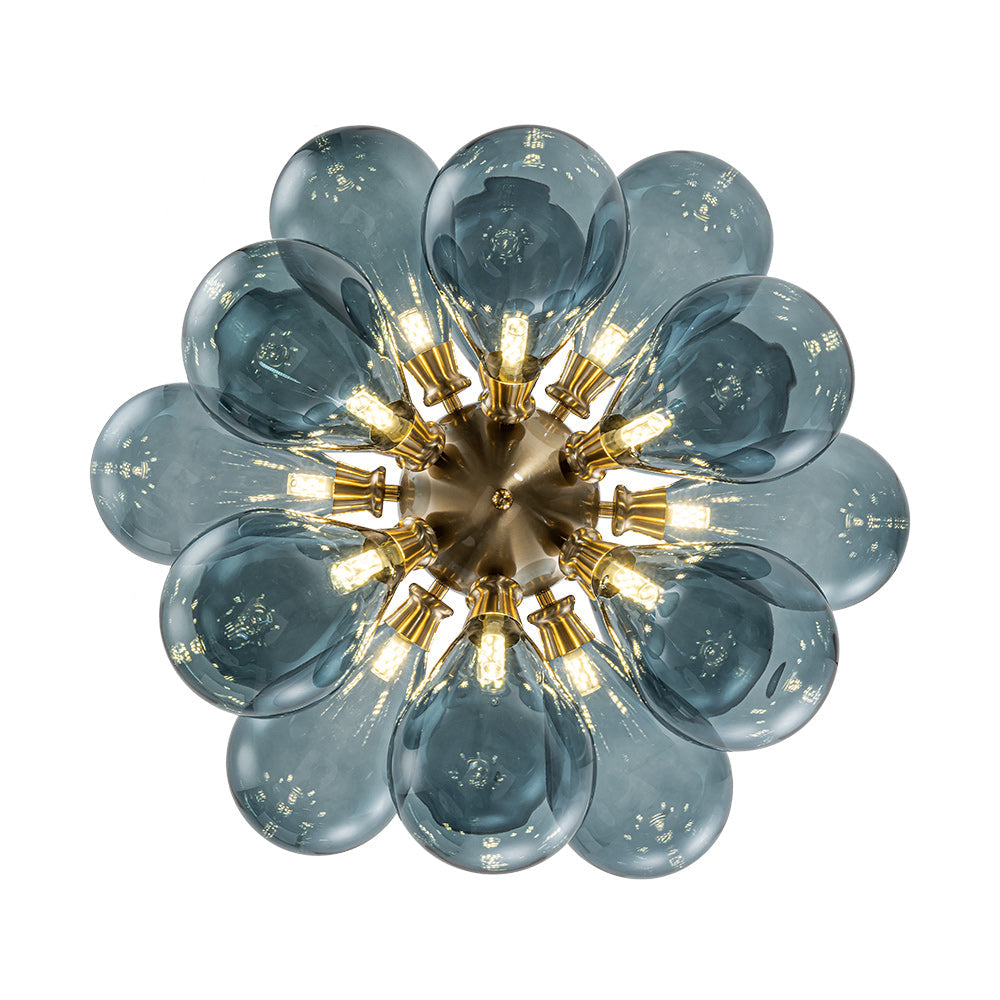 Cluster Blue Glass Bubble Chandelier