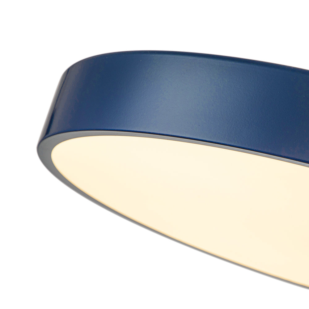 Contemporary Brass Blue Round LED Semi Flush Lighting