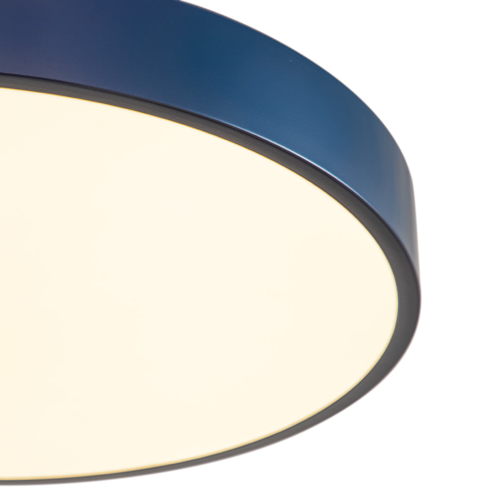 Contemporary Brass Blue Round LED Semi Flush Lighting