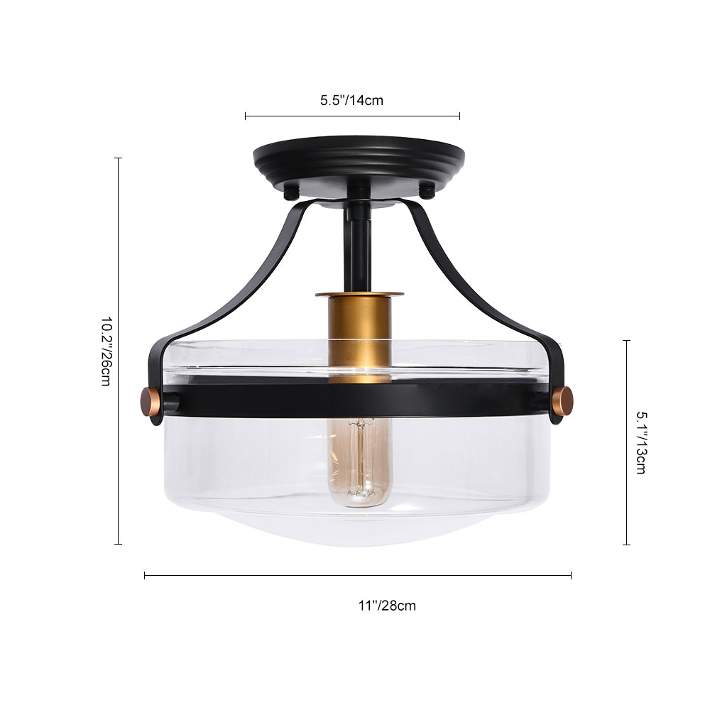 Glass Lantern Semi Flush Mount