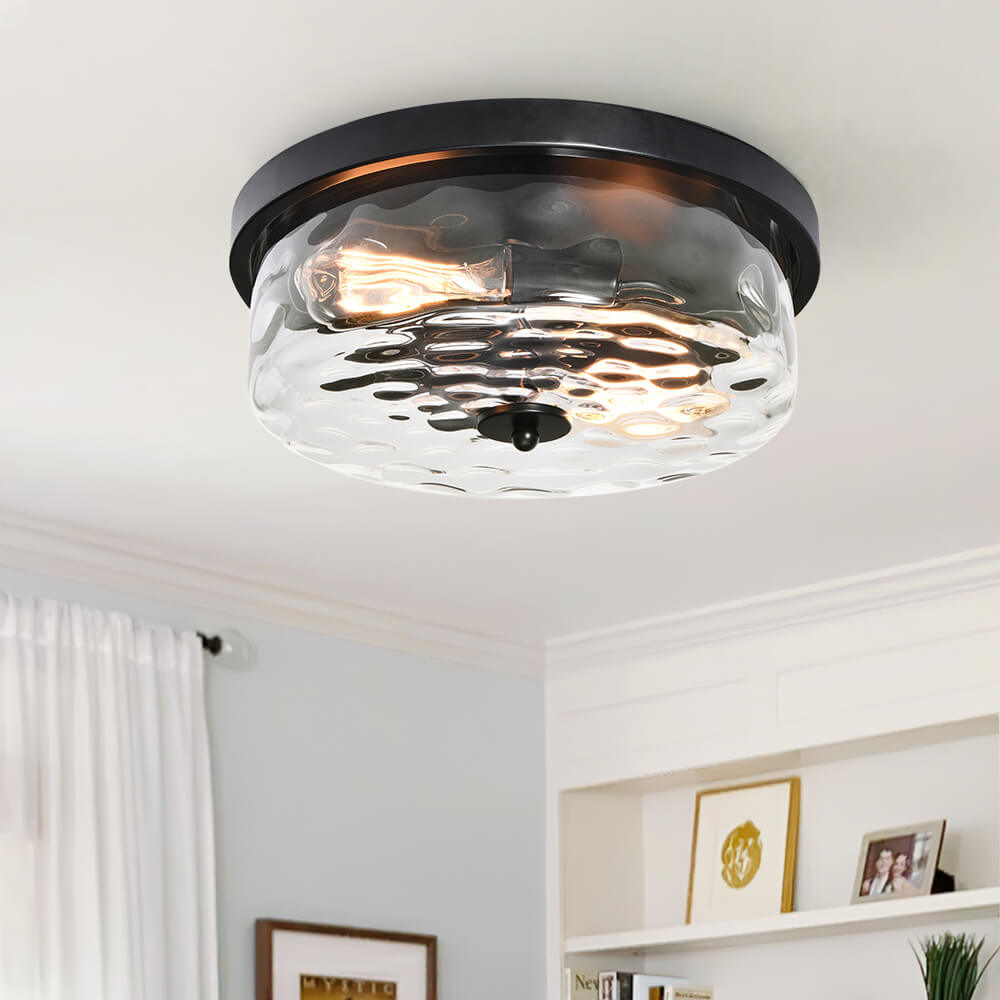 Hammered Glass Flush Mount Ceiling Light