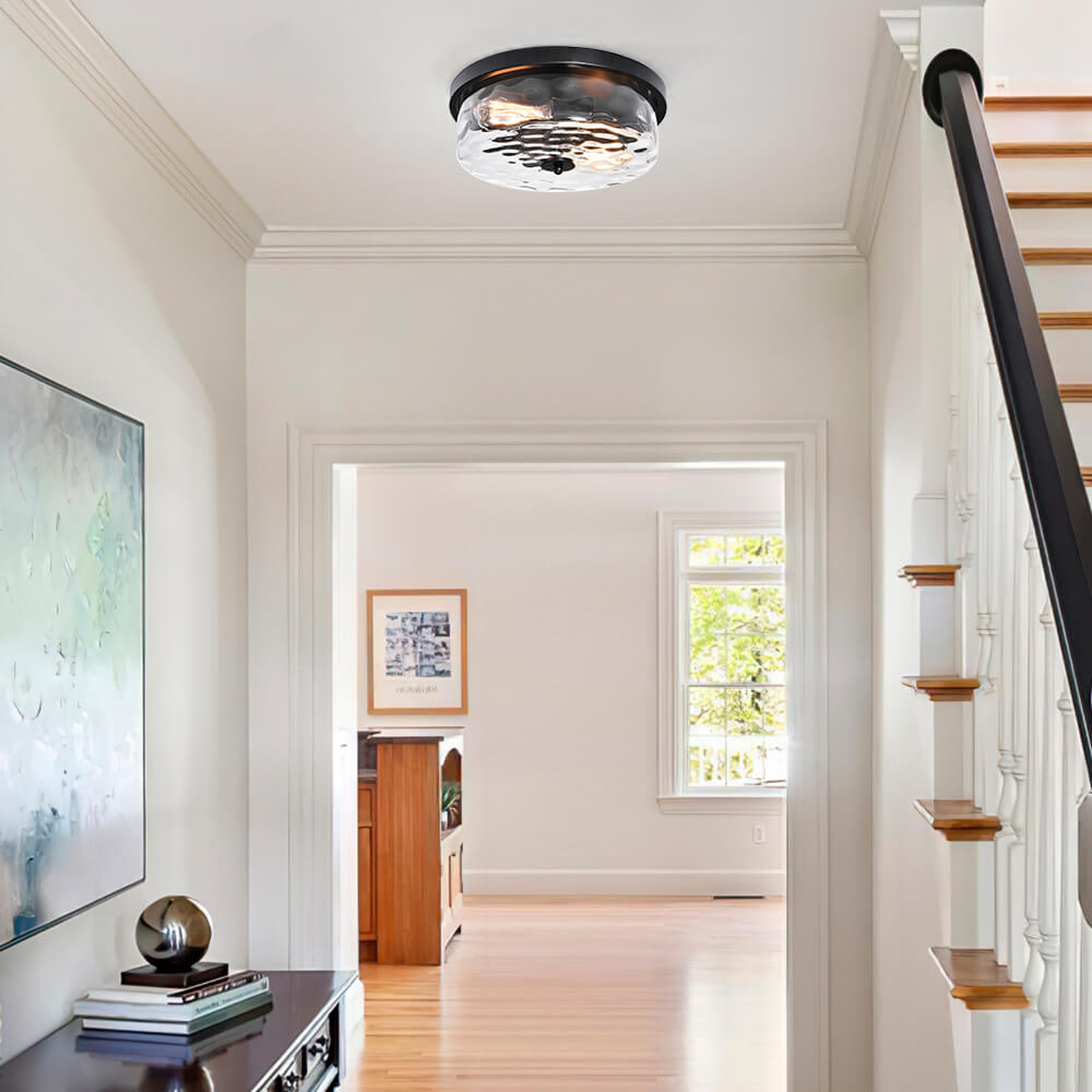 Hammered Glass Flush Mount Ceiling Light