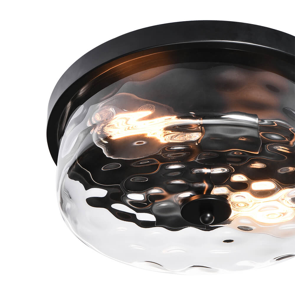 Hammered Glass Flush Mount Ceiling Light