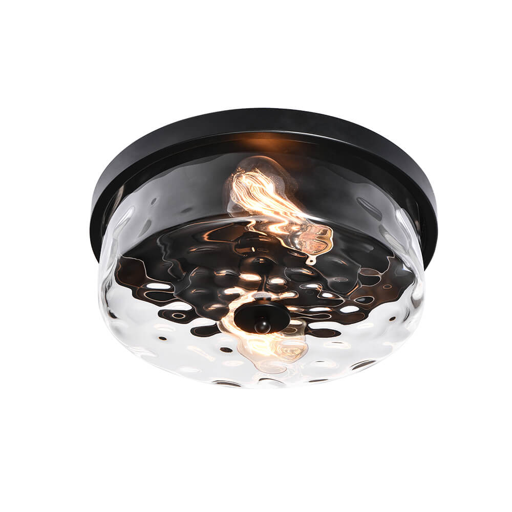 Hammered Glass Flush Mount Ceiling Light