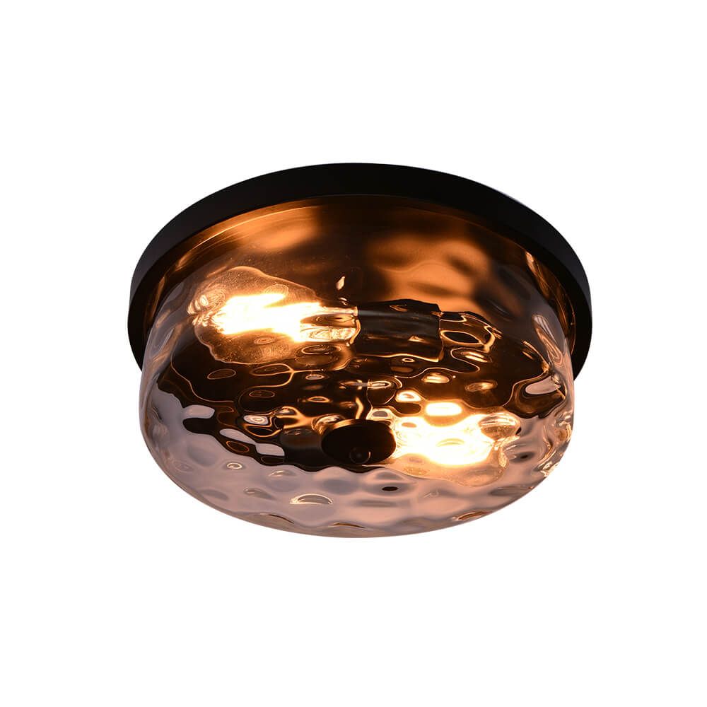 Hammered Glass Flush Mount Ceiling Light