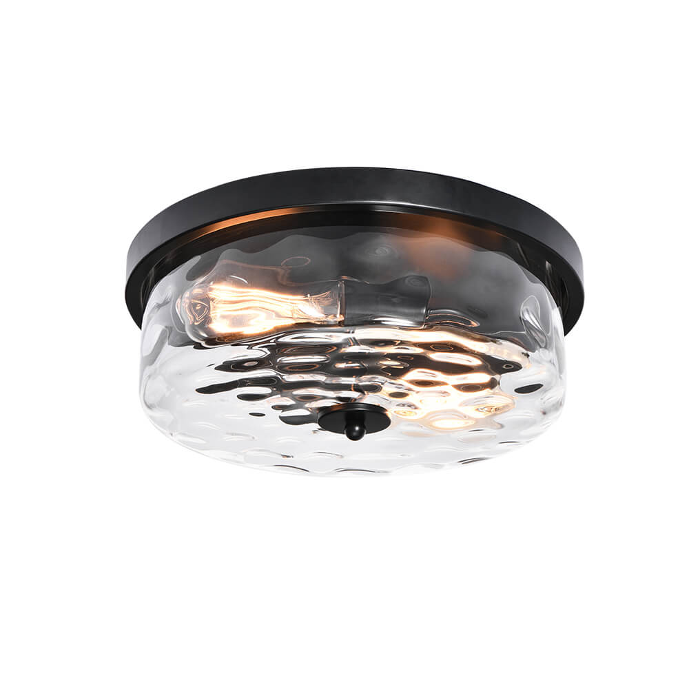 Hammered Glass Flush Mount Ceiling Light