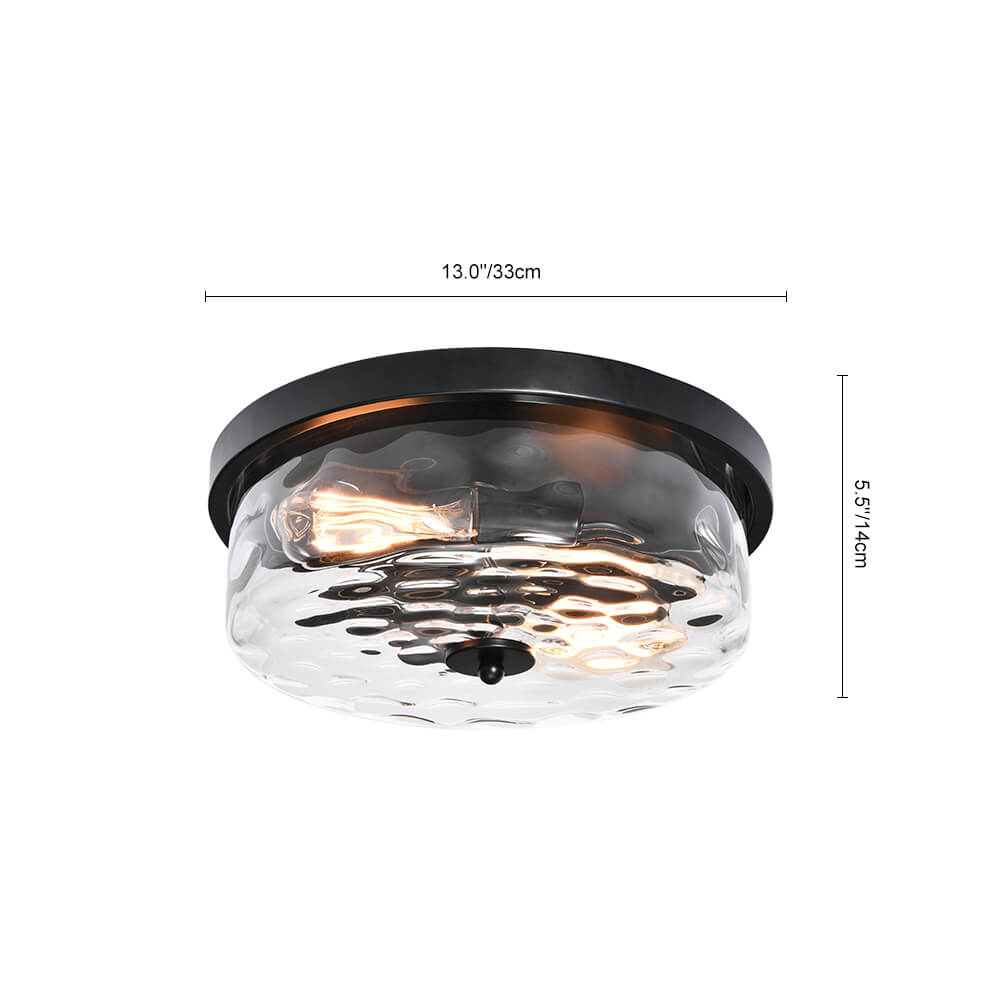 Hammered Glass Flush Mount Ceiling Light