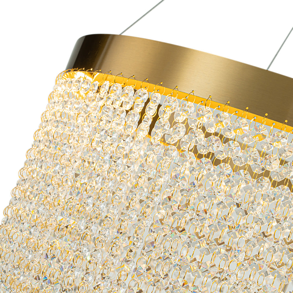 Luxury 2-Tier LED Cascade Crystal Round Chandelier