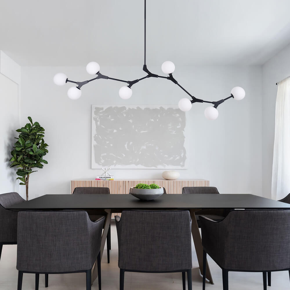 Mid-century Linear Island Branching Bubble Chandelier