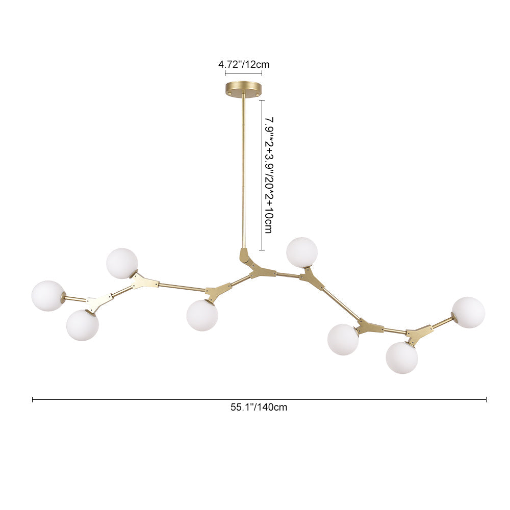 Mid-century Linear Island Branching Bubble Chandelier
