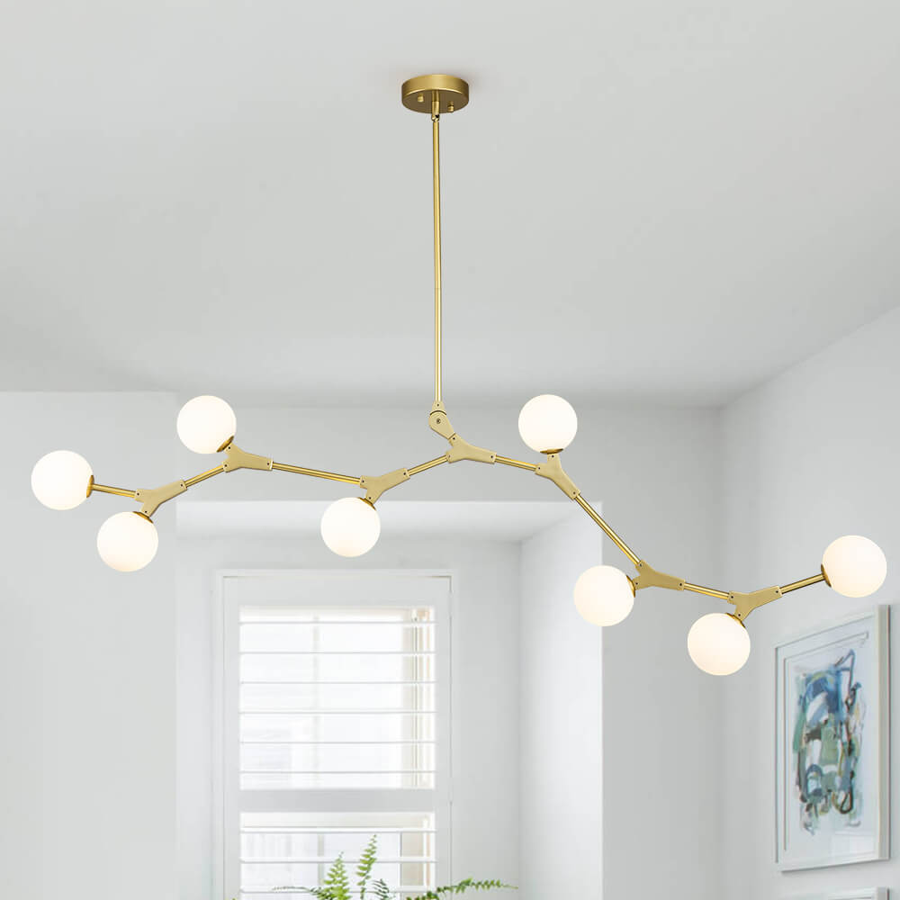 Mid-century Linear Island Branching Bubble Chandelier