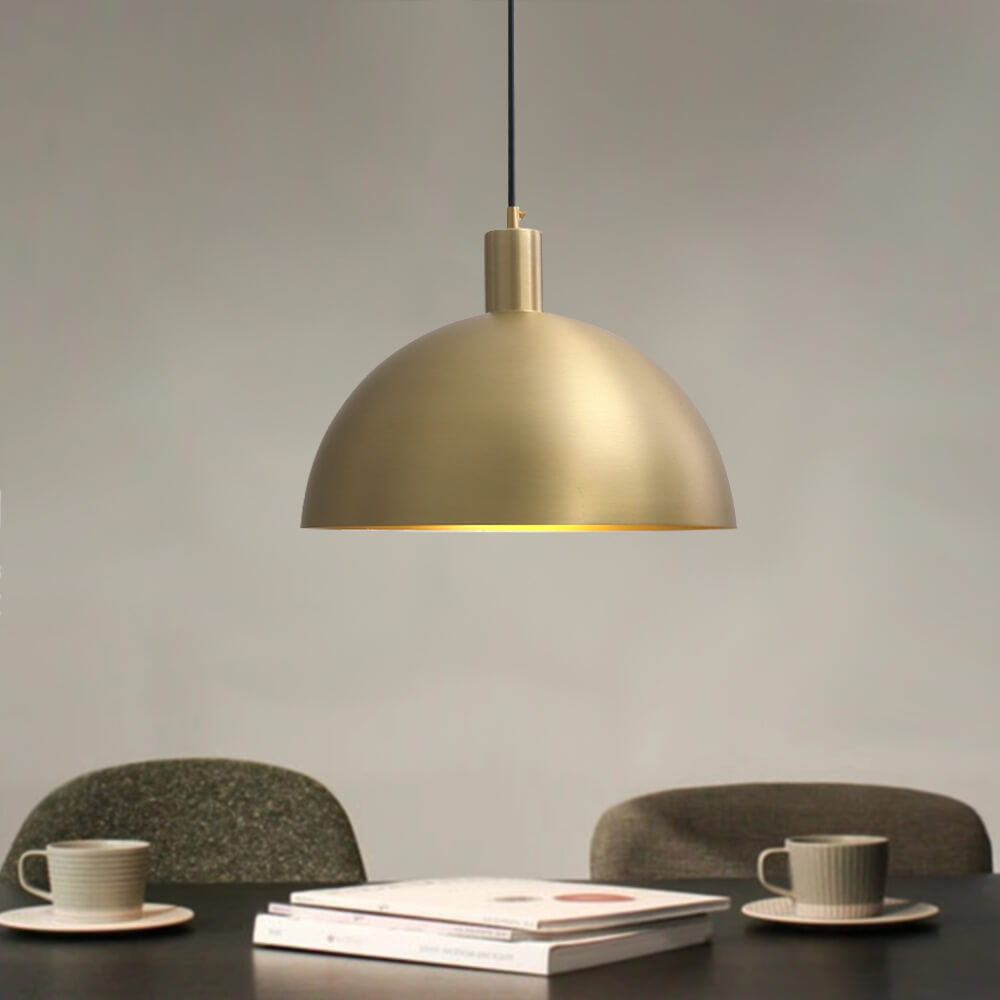Modern Brass Single Dome Gold Pendant Light