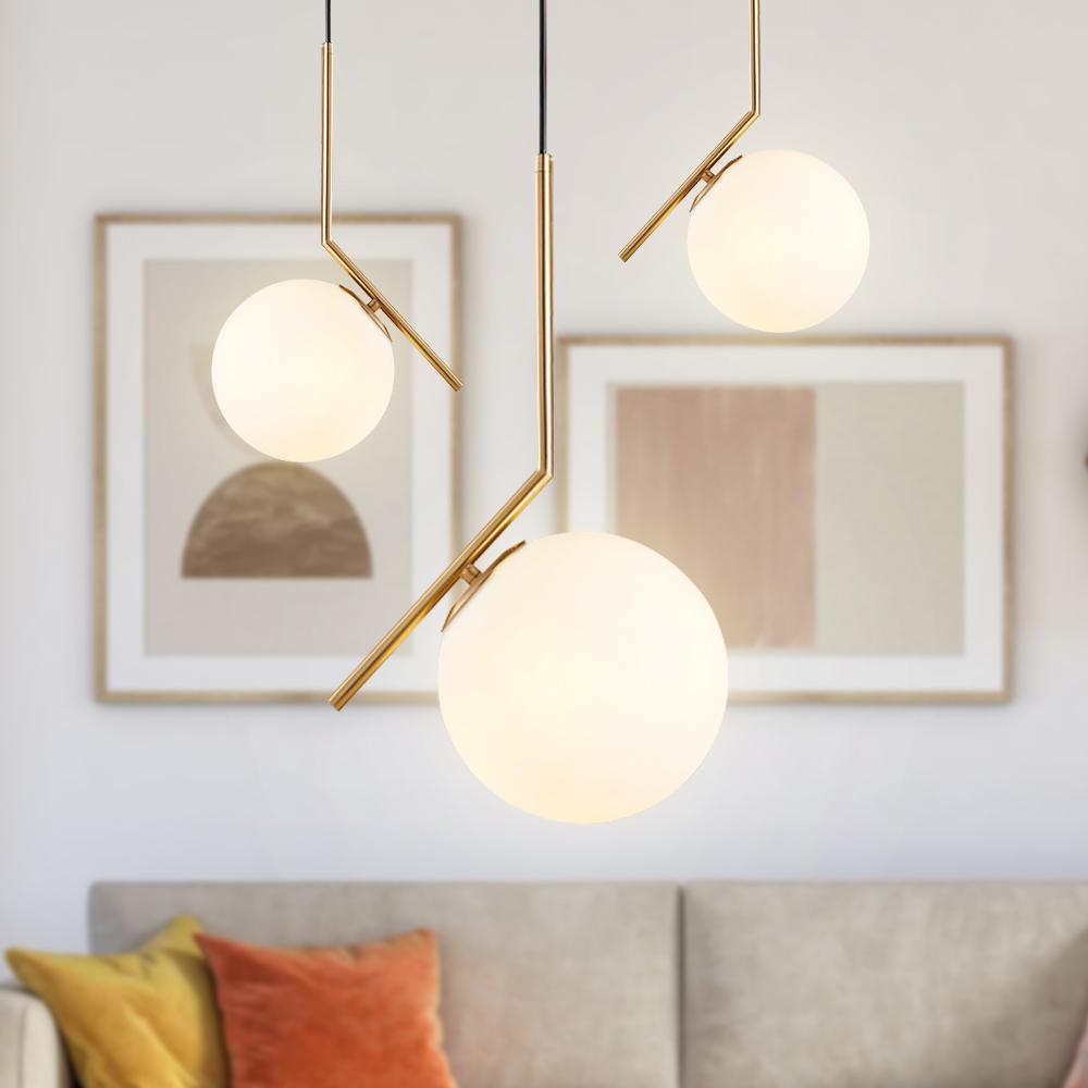 1-Light Opal Glass Globe Pendant Light