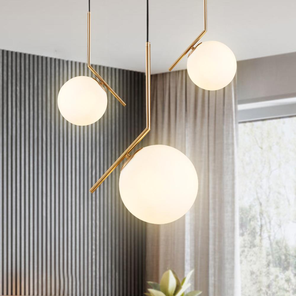 1-Light Opal Glass Globe Pendant Light