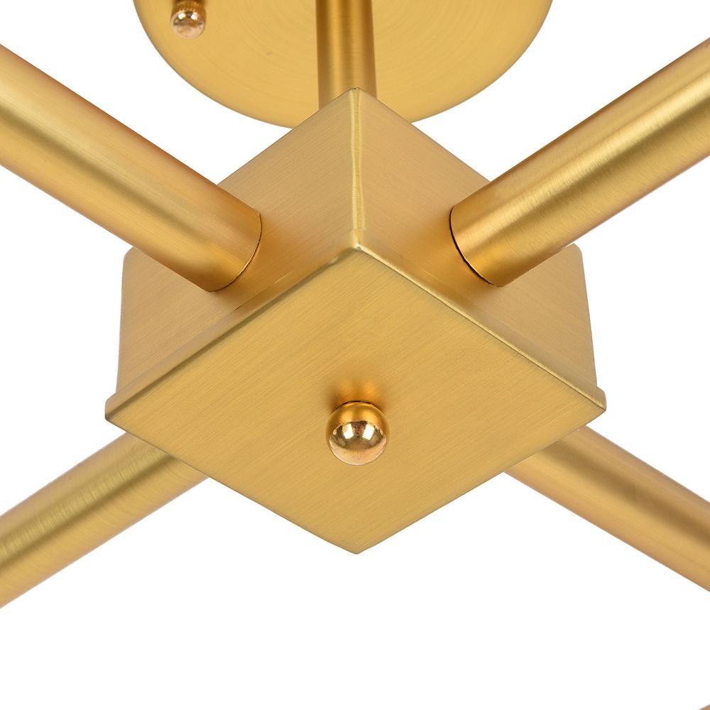 Gold Sputnik Frosted Glass Globe Semi Flush Mount Chandelier
