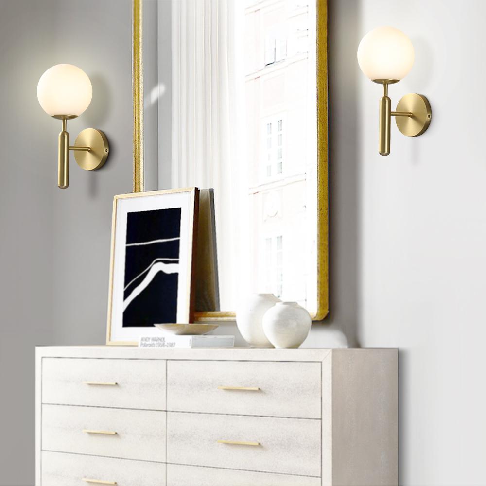 Mid-century 1-light Globe Wall Sconce