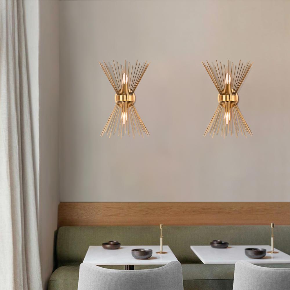 Mid-century Modern Starburst Brass Wall Sconce