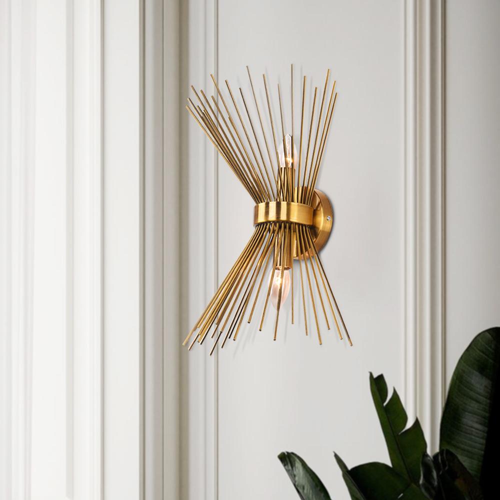 Mid-century Modern Starburst Brass Wall Sconce