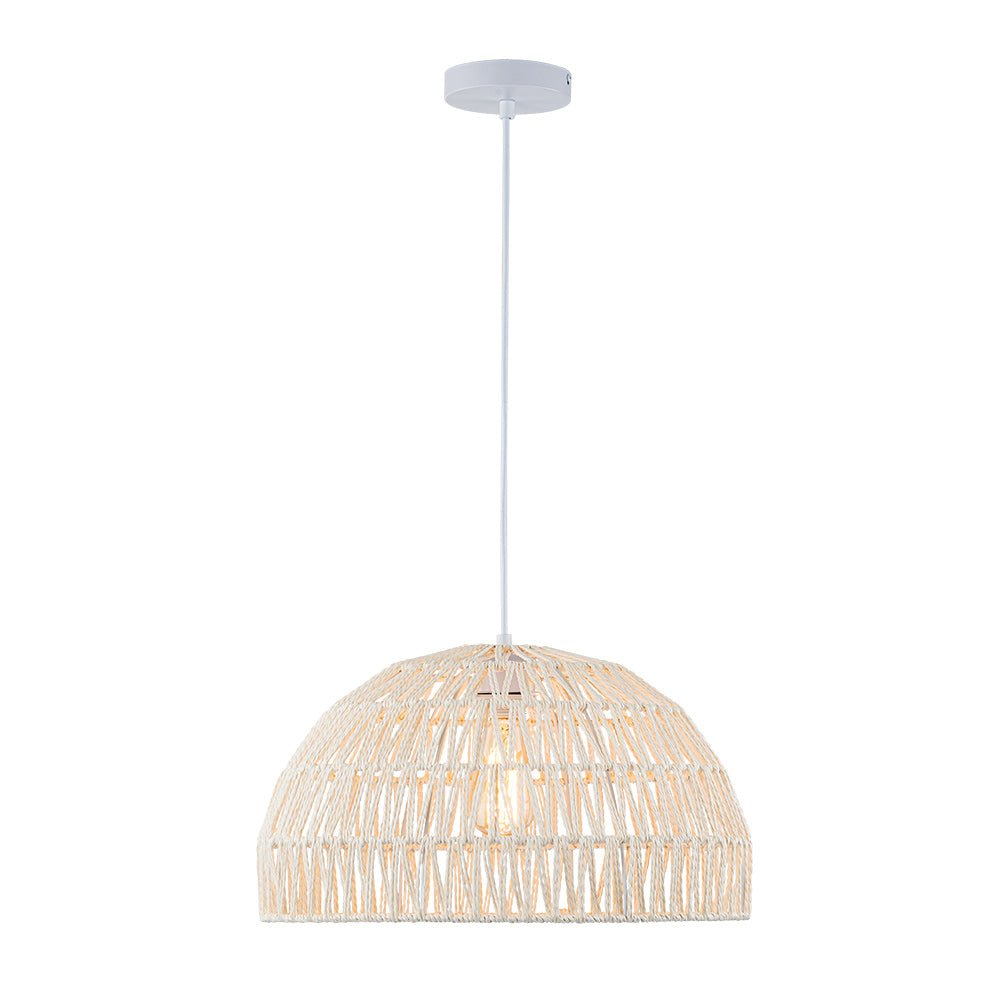 1-Light Coastal Bohemian Woven Rope Dome Pendant