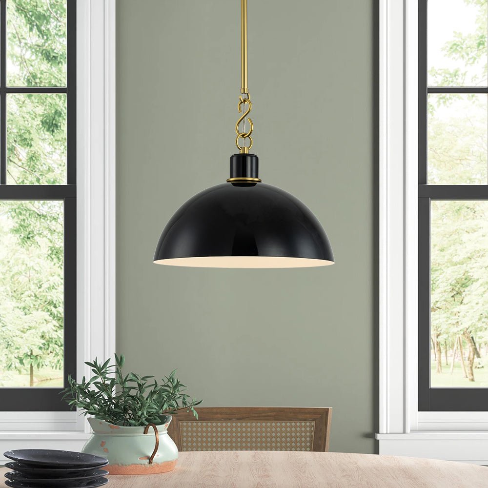 (OpenBox) 1-Light Danish Kitchen Dome Pendant Light - Black White